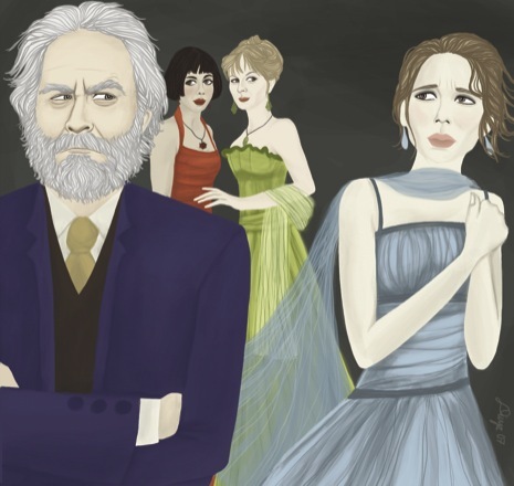 Lear and his daughters: Kevin Kline, Laura Odeh, Angela Pierce, and Kristen Bush.